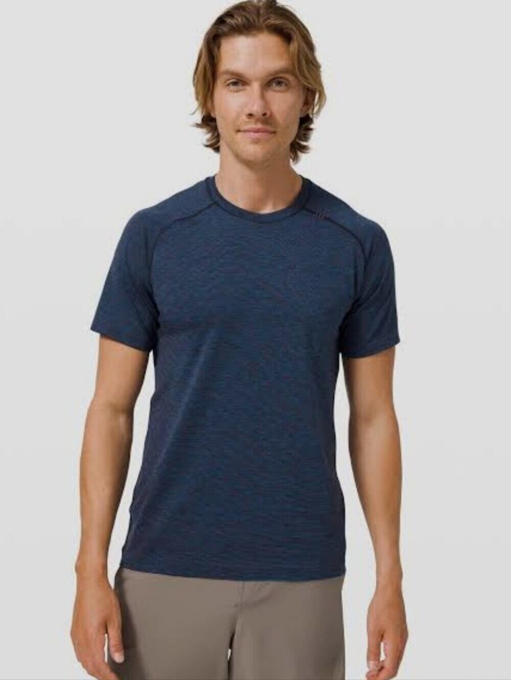 Lululemon Metal Vent Tech Short Sleeve 2.0 Prismatic Nautical Navy Black Blue LG